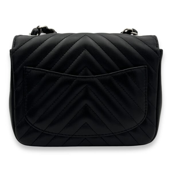 Chevron Crossbody Bag Mini Black in Lambskin, Silver hardware - Image 2