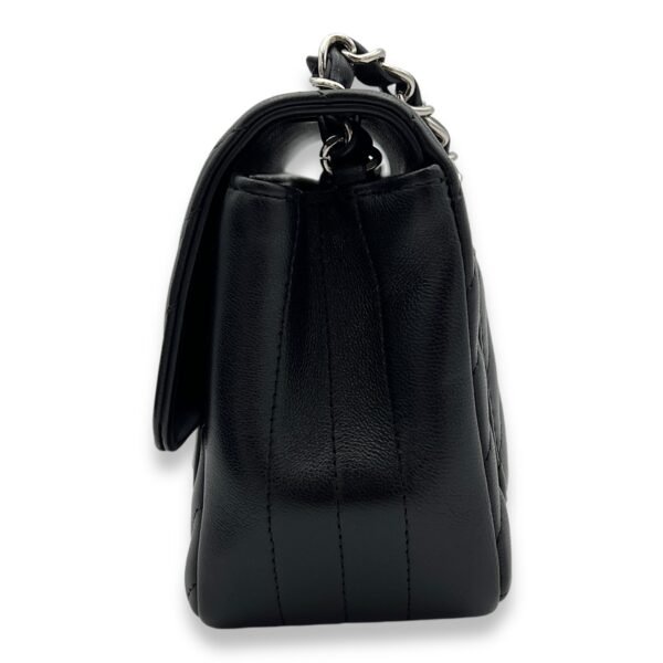 Chevron Crossbody Bag Mini Black in Lambskin, Silver hardware - Image 3