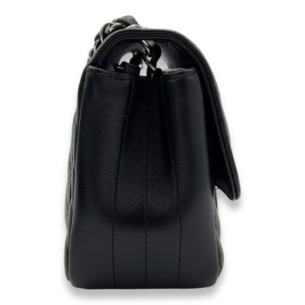 Chevron Crossbody Bag Mini Black in Lambskin, Silver hardware - Image 4