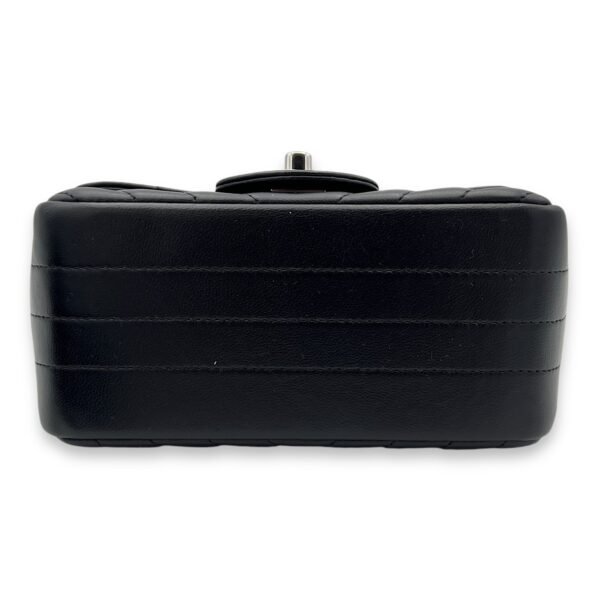 Chevron Crossbody Bag Mini Black in Lambskin, Silver hardware - Image 5