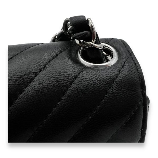 Chevron Crossbody Bag Mini Black in Lambskin, Silver hardware - Image 7