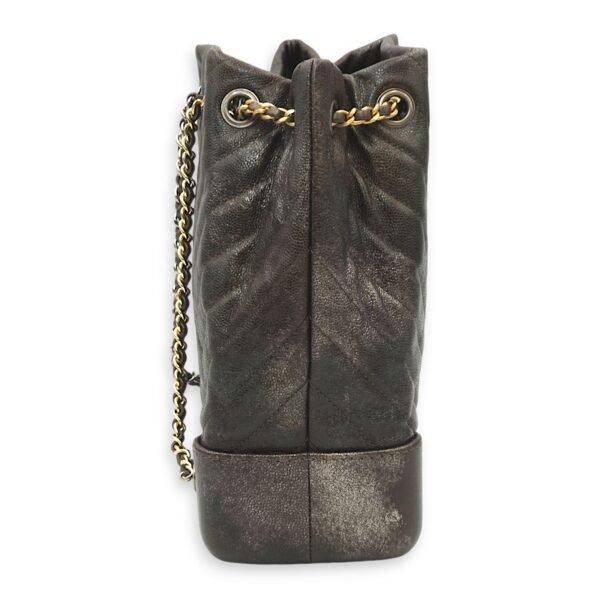 Chevron Gabrielle Dark Grey Backpack in Caviar, Gold/Ruthenium/Silver hardware - Image 3
