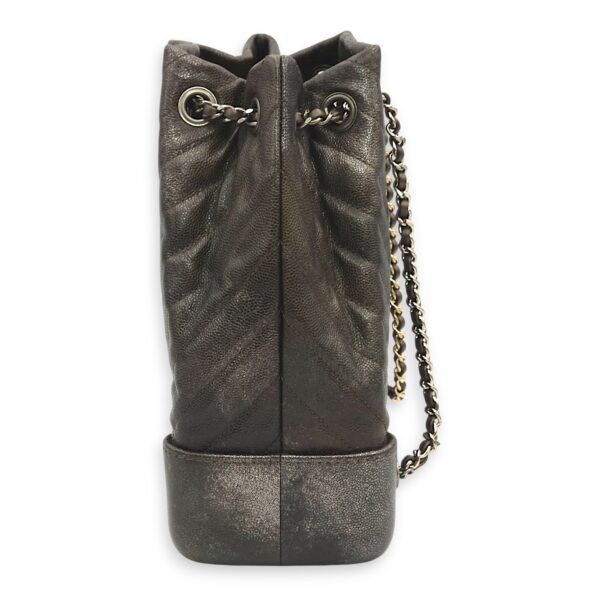 Chevron Gabrielle Dark Grey Backpack in Caviar, Gold/Ruthenium/Silver hardware - Image 4