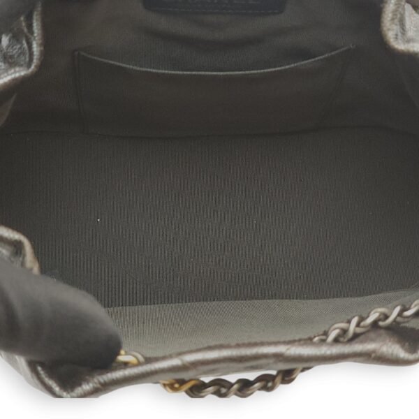 Chevron Gabrielle Dark Grey Backpack in Caviar, Gold/Ruthenium/Silver hardware - Image 6