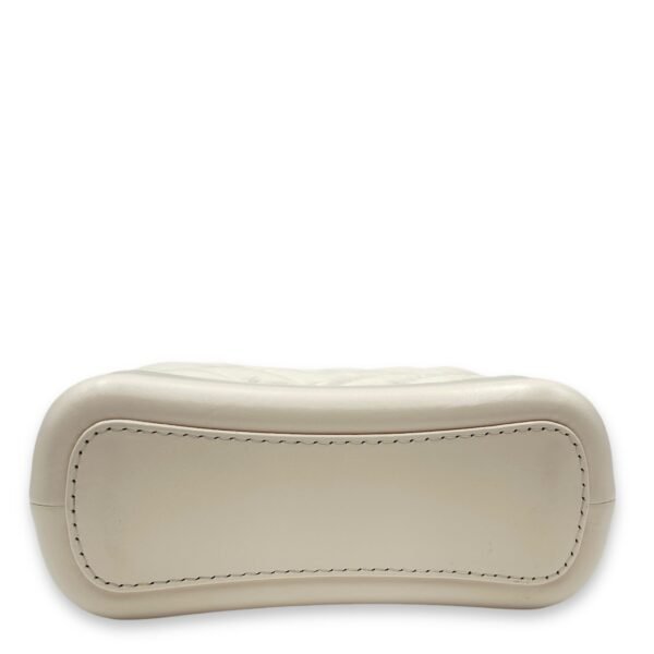 Chevron Gabrielle Small White Shoulder Bag in Calfskin, Gold/Ruthenium/Silver hardware - Image 5