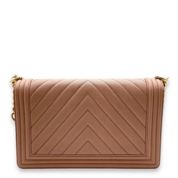 Chevron Le Boy Medium Brown Shoulder Bag in Caviar Leather, Gold hardware - Image 2