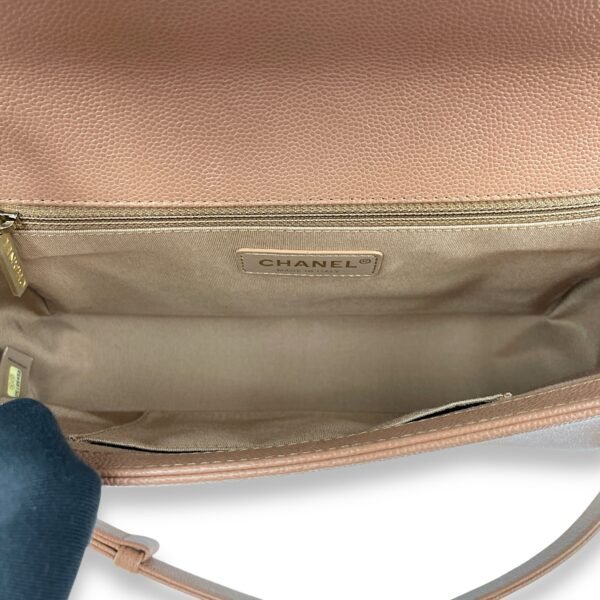 Chevron Le Boy Medium Brown Shoulder Bag in Caviar Leather, Gold hardware - Image 9