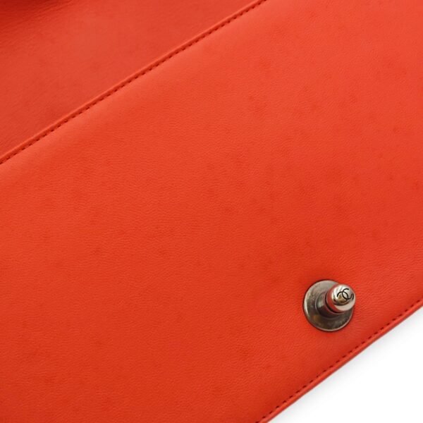 Chevron Le Boy Medium Red Shoulder Bag in Calfskin, Ruthenium hardware - Image 11