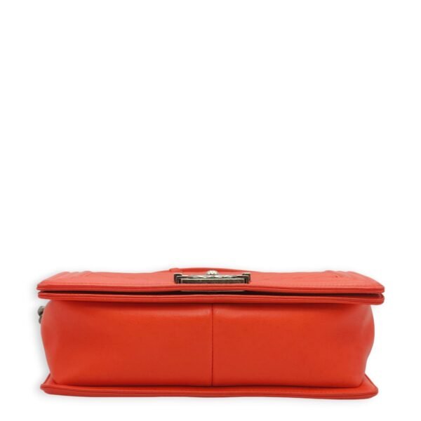 Chevron Le Boy Medium Red Shoulder Bag in Calfskin, Ruthenium hardware - Image 5