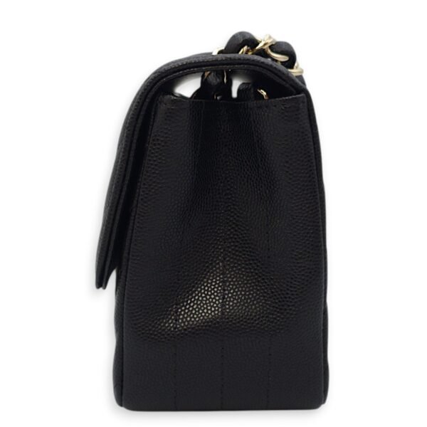 Chevron Square Mini Black Crossbody Bag in Caviar Leather, Gold hardware - Image 3