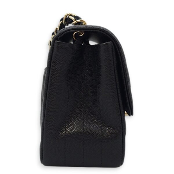Chevron Square Mini Black Crossbody Bag in Caviar Leather, Gold hardware - Image 4