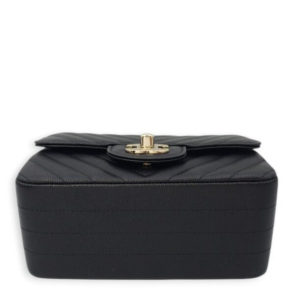 Chevron Square Mini Black Crossbody Bag in Caviar Leather, Gold hardware - Image 5
