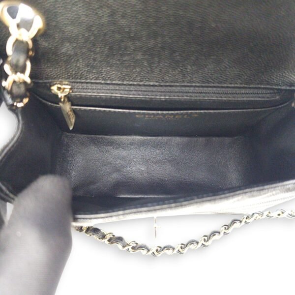 Chevron Square Mini Black Crossbody Bag in Caviar Leather, Gold hardware - Image 7