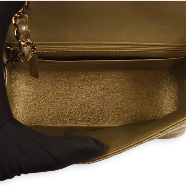 Chevron Square Mini Gold Shoulder Bag in Patent Leather, Gold hardware - Image 7