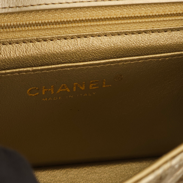 Chevron Square Mini Gold Shoulder Bag in Patent Leather, Gold hardware - Image 9