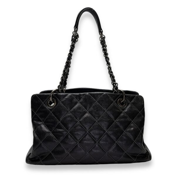Chic Black Shoulder Bag in Caviar Leather, Silver hardware - Image 2