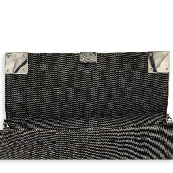 Chocolate Bar Shoulder Bag Brown in Denim, Silver hardware - Image 12