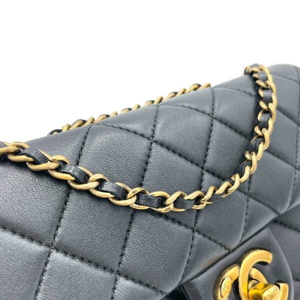 Classic Black Crossbody Bag in Lambskin, Gold hardware - Image 6