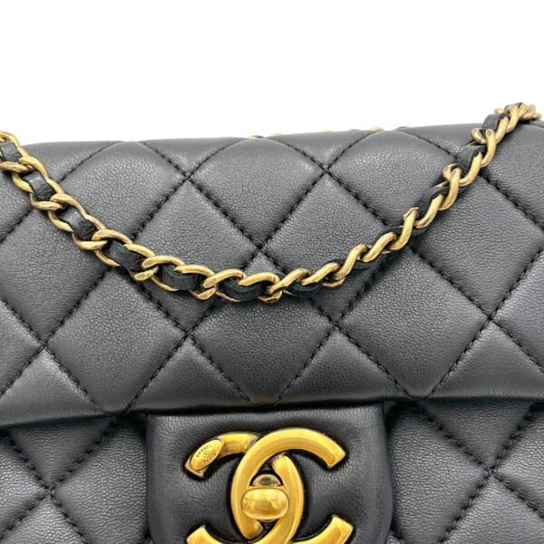 Classic Black Crossbody Bag in Lambskin, Gold hardware - Image 7