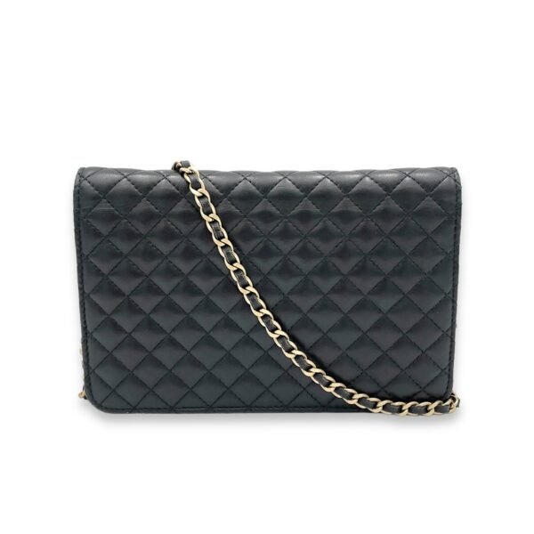Classic Black Wallet On Chain in Lambskin, Gold hardware - Image 2
