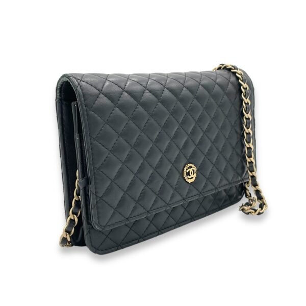 Classic Black Wallet On Chain in Lambskin, Gold hardware - Image 3