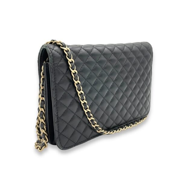 Classic Black Wallet On Chain in Lambskin, Gold hardware - Image 4