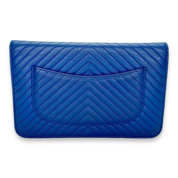 Classic Chevron Blue Wallet on Chain in Lambskin, Silver hardware - Image 2