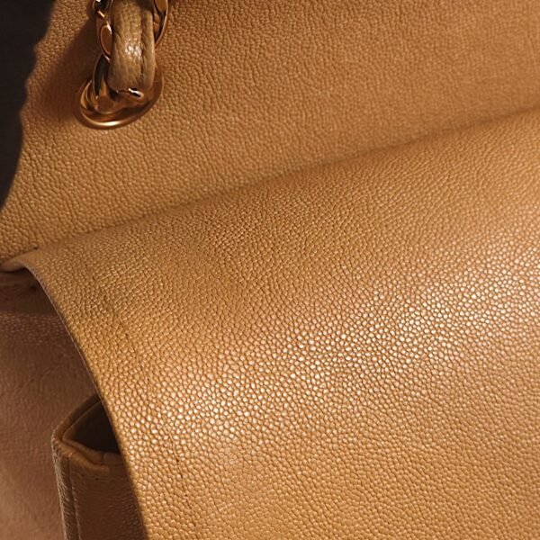 Classic Double Flap Iridescent Beige Shoulder Bag in Caviar Leather, Gold hardware - Image 2
