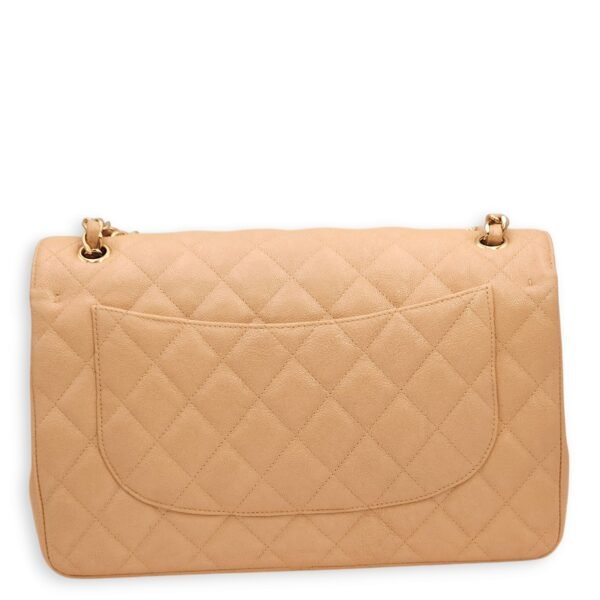 Classic Double Flap Iridescent Beige Shoulder Bag in Caviar Leather, Gold hardware - Image 5