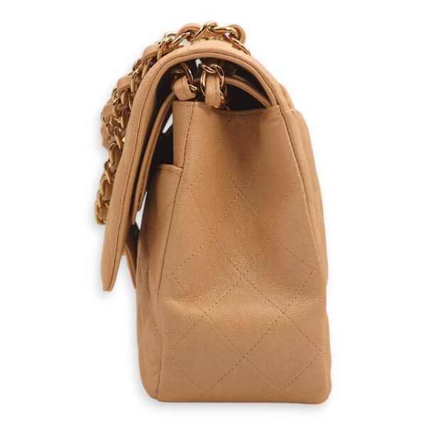 Classic Double Flap Iridescent Beige Shoulder Bag in Caviar Leather, Gold hardware - Image 7