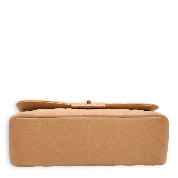 Classic Double Flap Iridescent Beige Shoulder Bag in Caviar Leather, Gold hardware - Image 8