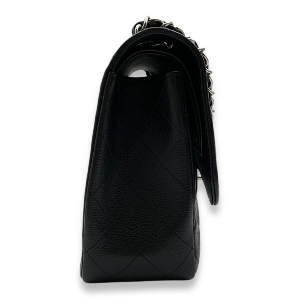 Classic Double Flap Jumbo Black Shoulder Bag in Caviar Leather, Palladium hardware - Image 3