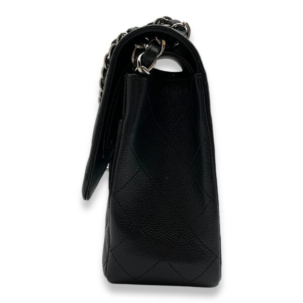 Classic Double Flap Jumbo Black Shoulder Bag in Caviar Leather, Palladium hardware - Image 4