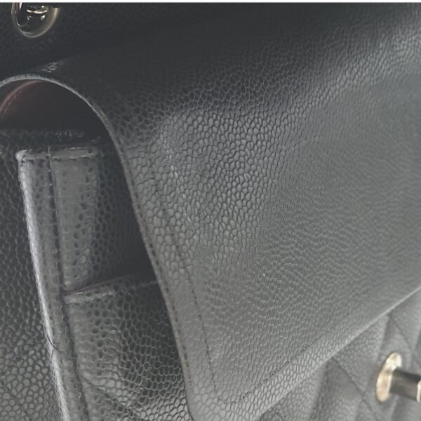 Classic Double Flap Jumbo Black Shoulder Bag in Caviar Leather, Palladium hardware - Image 14
