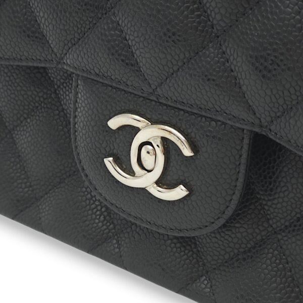 Classic Double Flap Jumbo Black Shoulder Bag in Caviar Leather, Palladium hardware - Image 4