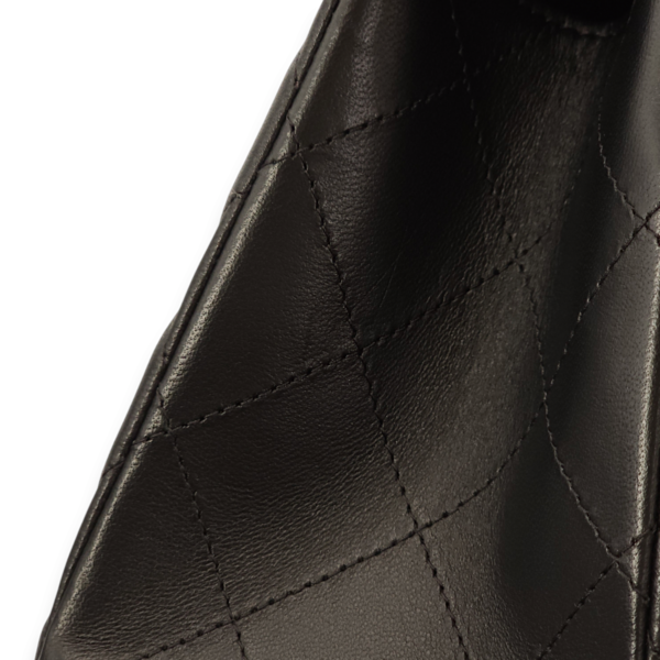 Classic Double Flap Jumbo Black Shoulder Bag in Lambskin, Palladium hardware - Image 10