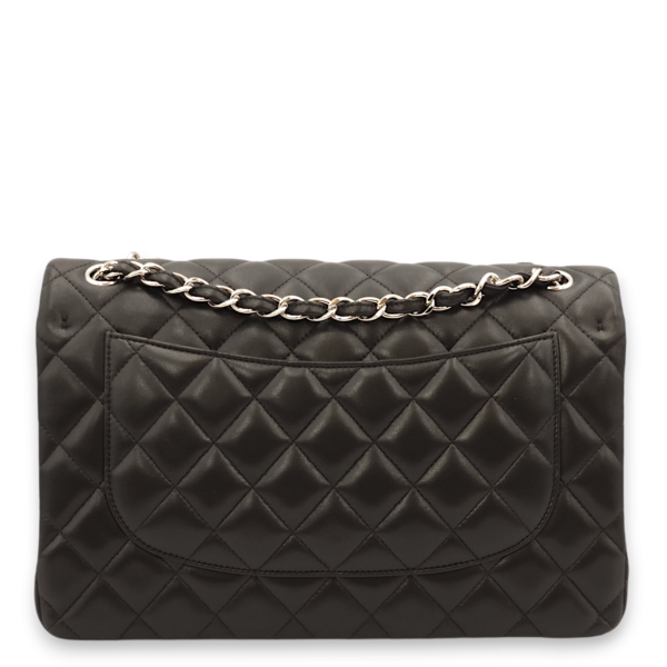 Classic Double Flap Jumbo Black Shoulder Bag in Lambskin, Palladium hardware - Image 3