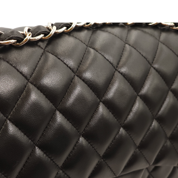 Classic Double Flap Jumbo Black Shoulder Bag in Lambskin, Palladium hardware - Image 5