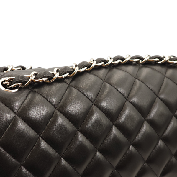 Classic Double Flap Jumbo Black Shoulder Bag in Lambskin, Palladium hardware - Image 6