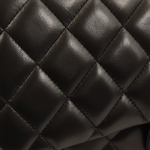 Classic Double Flap Jumbo Black Shoulder Bag in Lambskin, Palladium hardware - Image 7