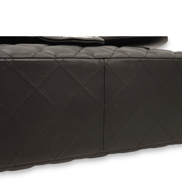 Classic Double Flap Jumbo Black Shoulder Bag in Lambskin, Palladium hardware - Image 8