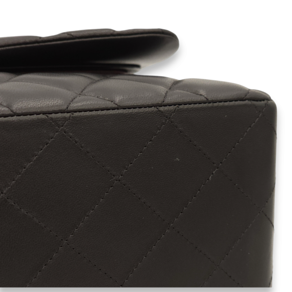 Classic Double Flap Jumbo Black Shoulder Bag in Lambskin, Palladium hardware - Image 9