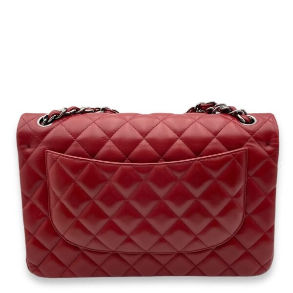 Classic Double Flap Jumbo Red Shoulder Bag in Lambskin, Palladium hardware - Image 2