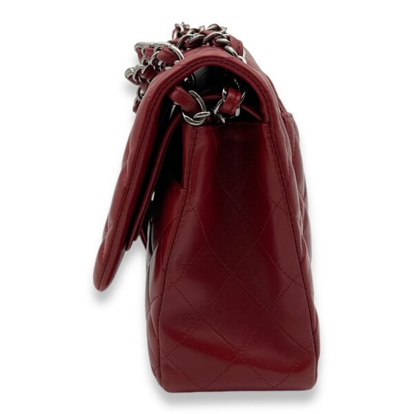 Classic Double Flap Jumbo Red Shoulder Bag in Lambskin, Palladium hardware - Image 3