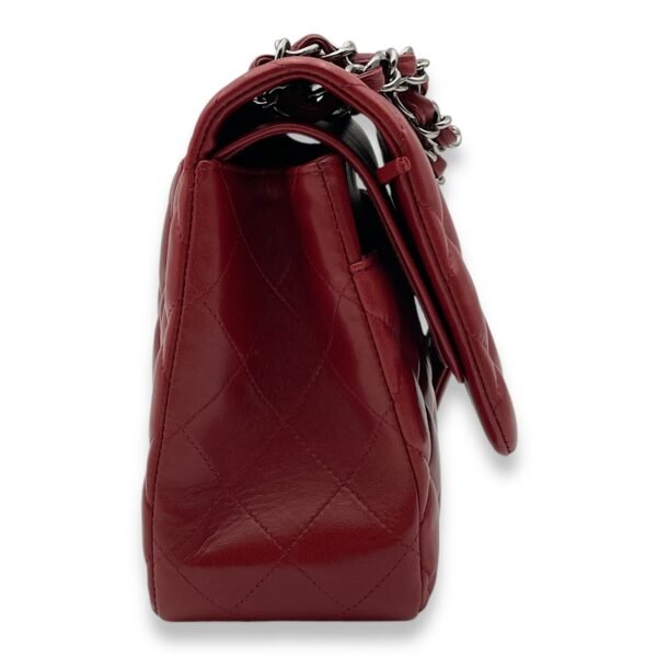 Classic Double Flap Jumbo Red Shoulder Bag in Lambskin, Palladium hardware - Image 4