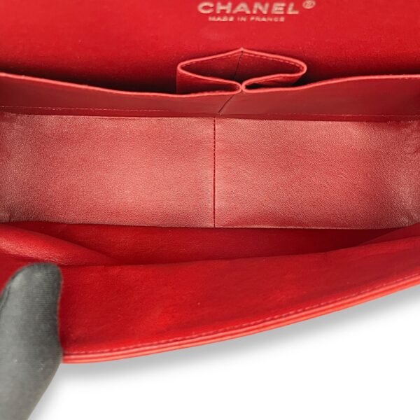Classic Double Flap Jumbo Red Shoulder Bag in Lambskin, Palladium hardware - Image 9
