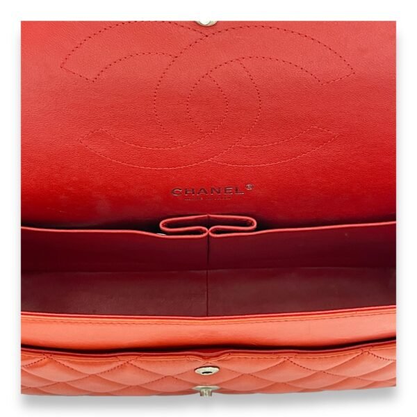 Classic Double Flap Jumbo Red Shoulder Bag in Lambskin, Silver hardware - Image 10