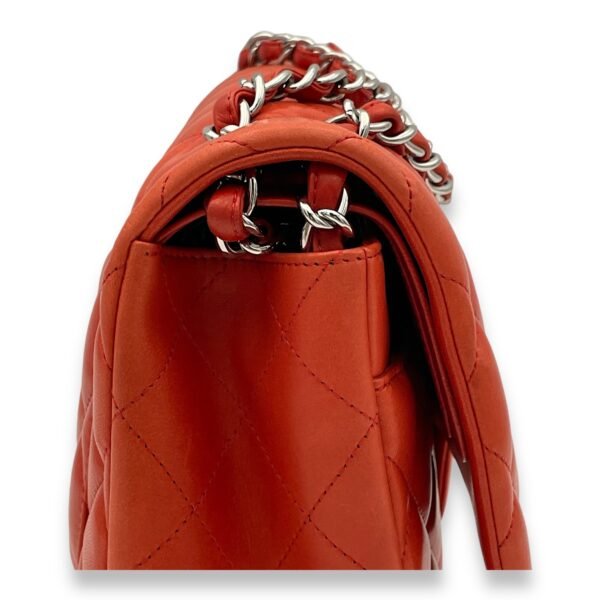 Classic Double Flap Jumbo Red Shoulder Bag in Lambskin, Silver hardware - Image 5