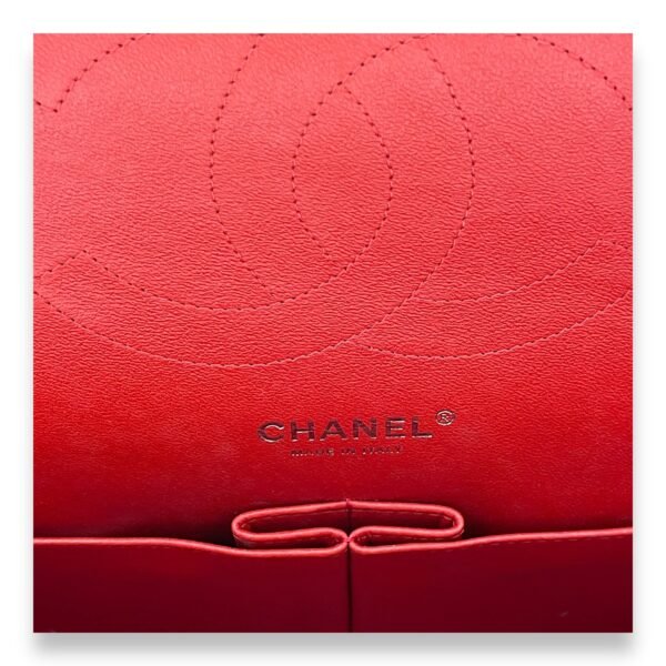 Classic Double Flap Jumbo Red Shoulder Bag in Lambskin, Silver hardware - Image 9