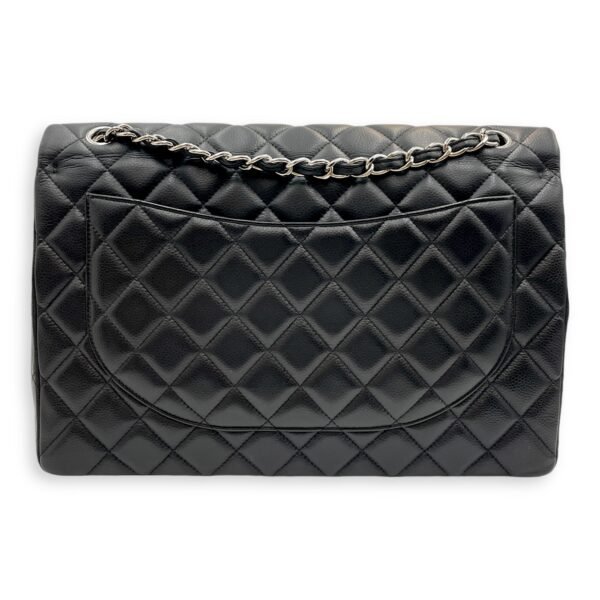 Classic Double Flap Maxi Black Shoulder Bag in Caviar Leather, Silver hardware - Image 2
